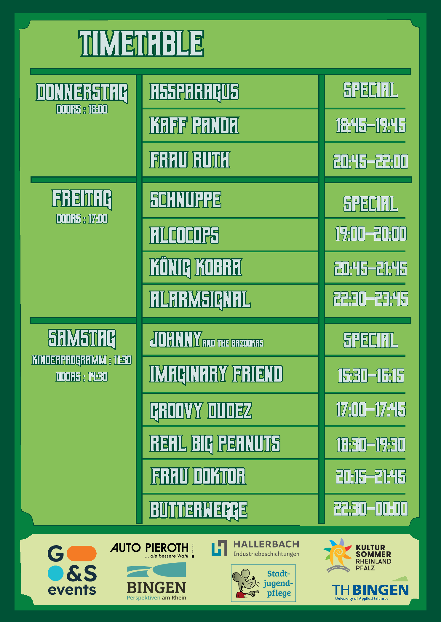 Timetable 2025