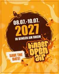 Save-the-Date-Sujet: Binger Open Air, 08.–10. Juli 2027 in Bingen am Rhein